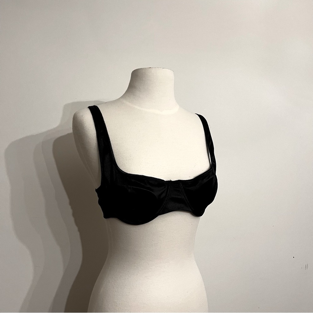 Urban Outfitters Satin Black Bra - Square Neck